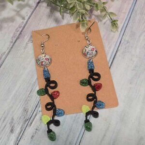 Glitter Christmas Lights Resin Earrings with Color Street Cabochons